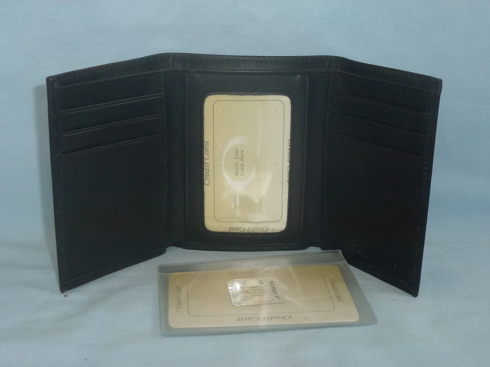 NEW JERSEY / BROOKLYN NETS   embroidered  Leather TriFold Wallet    NIB    black - Image 3 of 4