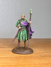 Painted Elf Fighter Knight Miniature, Pro Painted D D DND Pathfinder Miniature