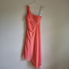 David's Bridal Coral One-Shoulder Braidsmaid's Dress Size 2