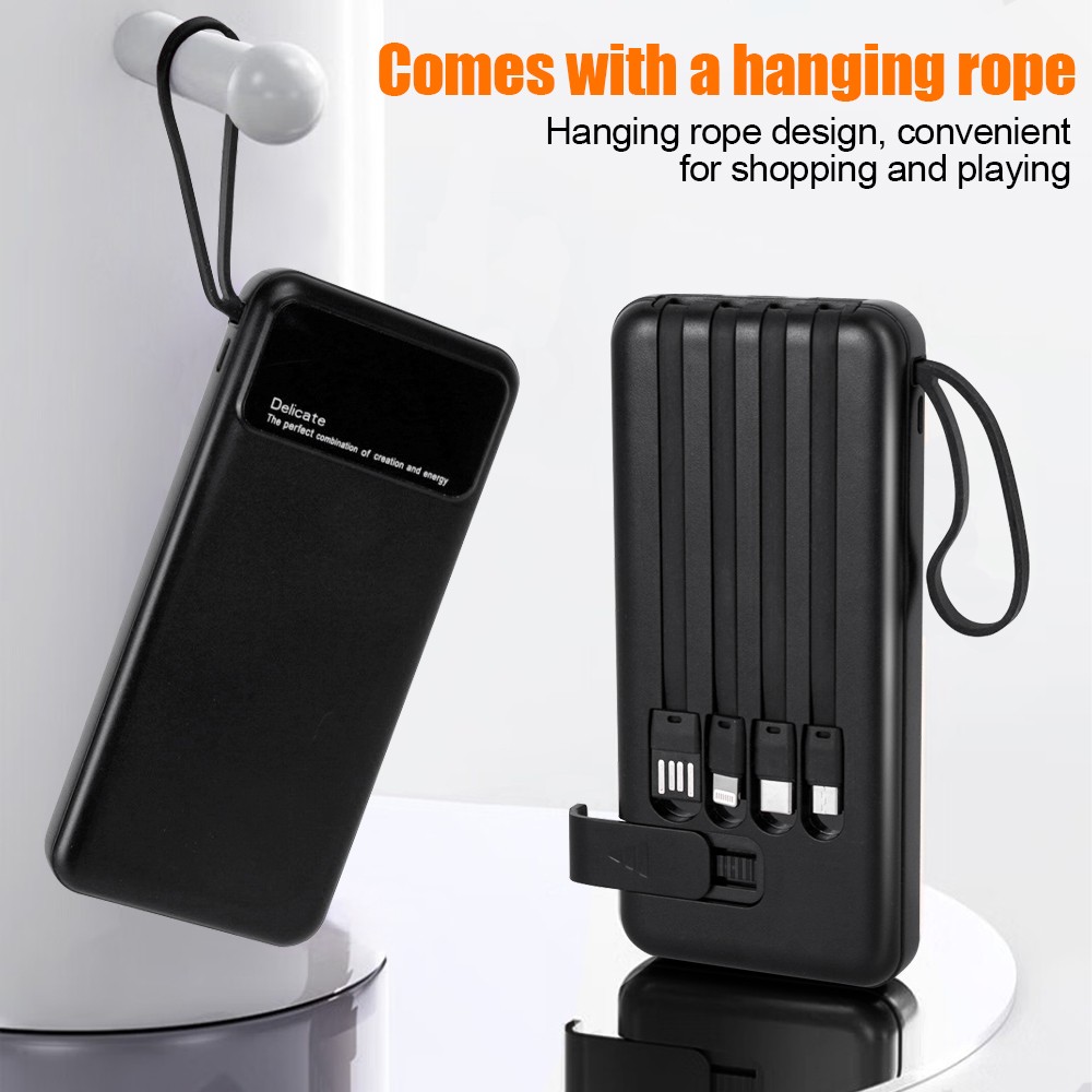 100000mAh Power Bank Tragbar Externer Batterie Ladegerät,4 Kabels für alle Handy