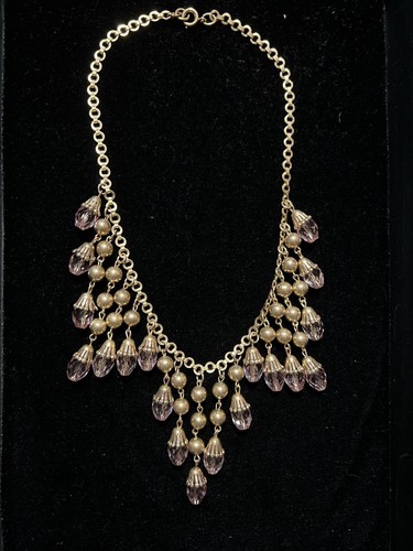 Vintage Gold Tone Book Chain Necklace