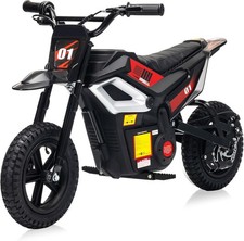 24V Kids Electric Dirt Bike,350W Motor,13.6MPH,Rear Suspension,Music  Bluetooth