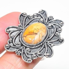 Natural Mookaite Gemstone 925 Sterling Silver Ring Size 9 T001