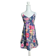 Y2K American Eagle Babydoll Floral Mini Sundress Bow Back Empire Waist Size 8