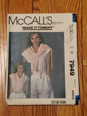 McCall's Shirt 7949 Sewing Pattern McCall's Easy Button Short Sleeve Med 14-16 
