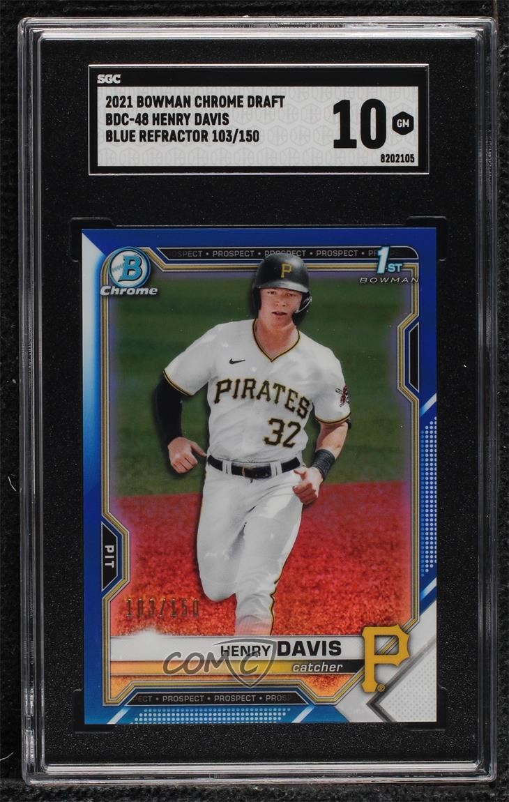 2021 Bowman Draft Chrome Blue Refractor /150 Henry Davis #BDC-48 SGC 10 GEM v9t