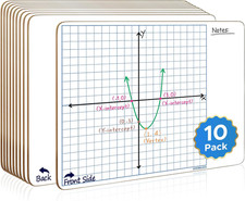 SCRIBBLEDO 10 Pack Dry Erase Graph Whiteboard 11"x14" Double Sided Dry Erase Boa