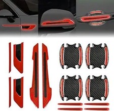 12Pcs Red Reflective Sticker Set Rearview Mirror Reflective Sticker Color: red