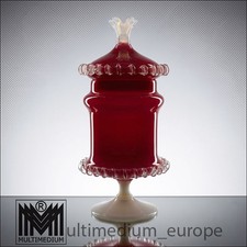 Murano Glas Bonobon Deckeldose Rot Opalglas um 1960 60er Jahre
