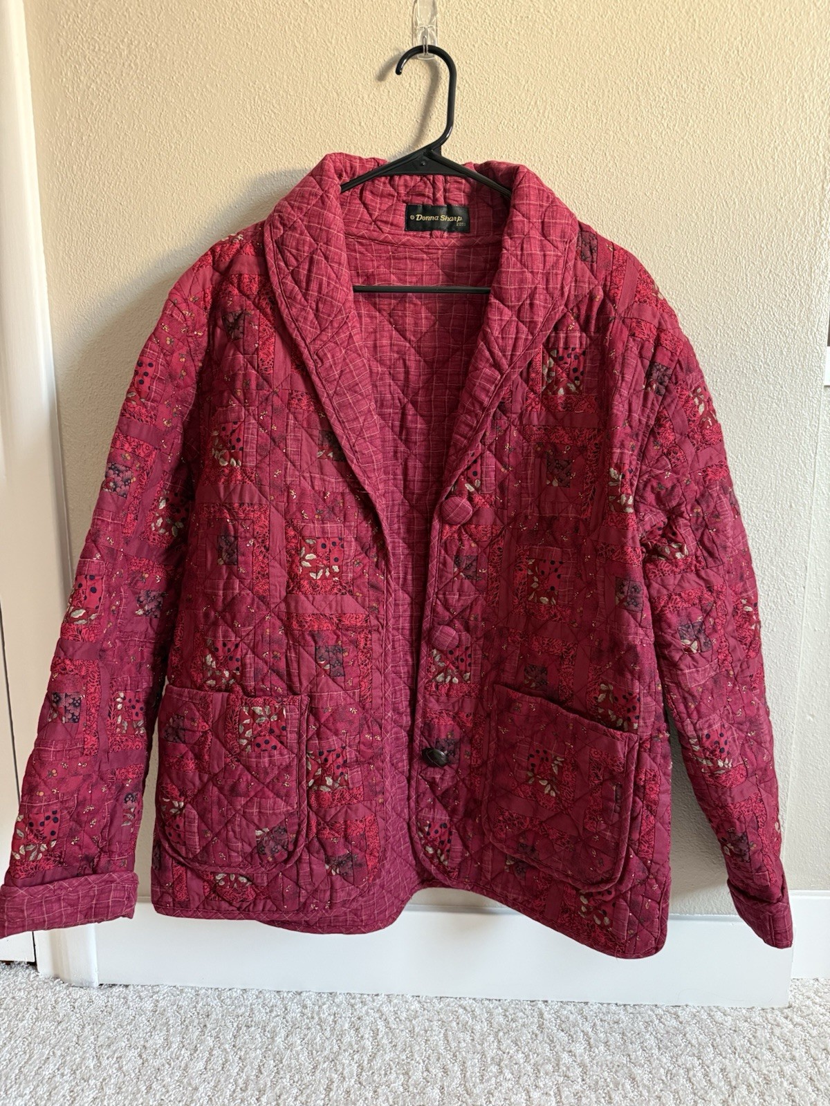 Donna Sharp Rich Red Quilted Patchwork Art-to-Wea… - image 1