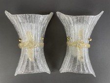 Coppia di lampade da parete in vetro artistico anni '90