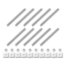 10Pcs M3x30mm Fully Threaded Rod Silver 304 Stainless Steel with Nuts & Washers