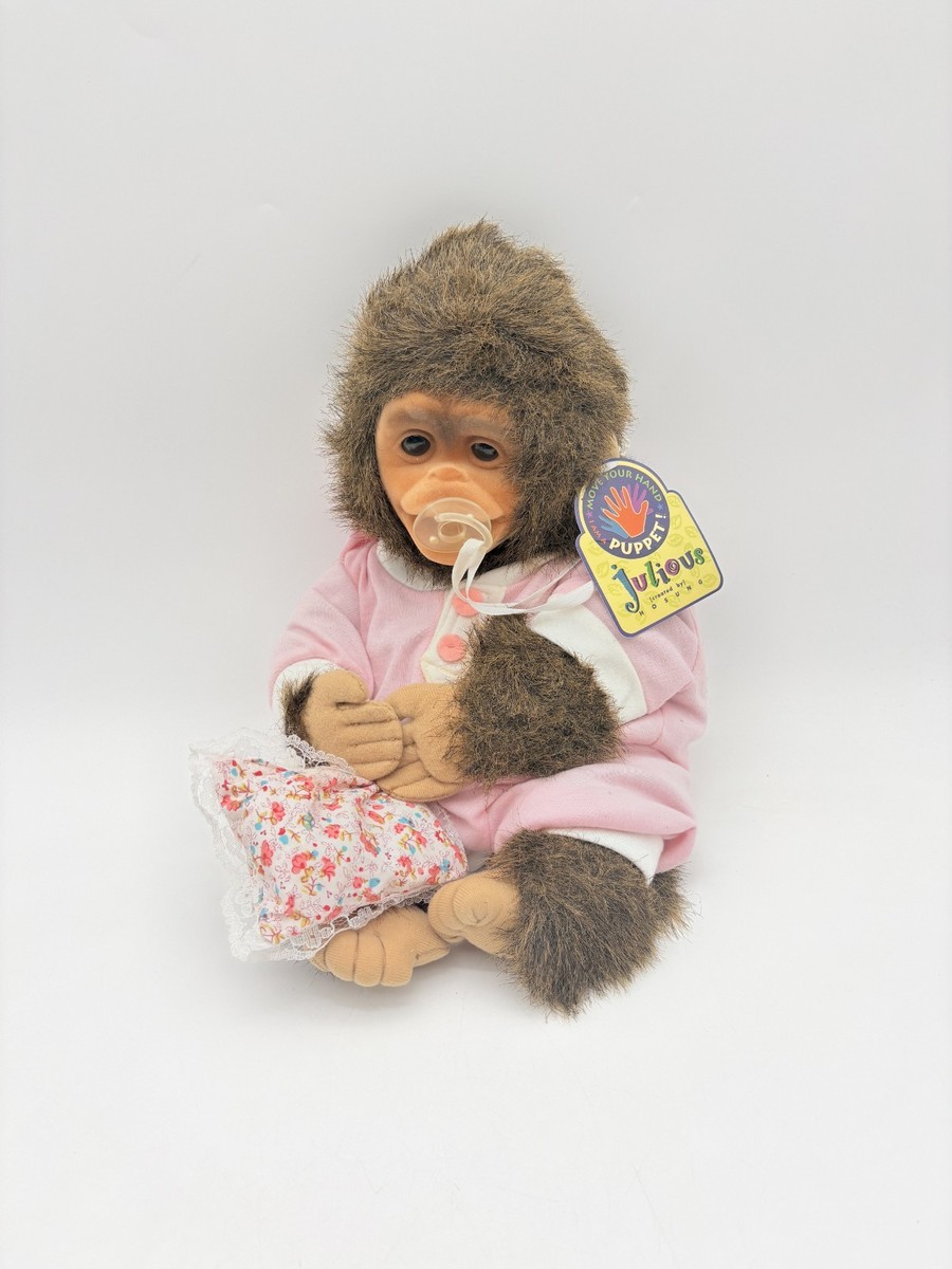 HOSUNG Monkey Puppet Pink Plush Julious Realistic Chimp Baby Doll