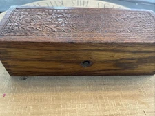 Vtg Wheeler & Wilson Sewing Machine Oak Accessories Box w/ Machine Parts Buttons