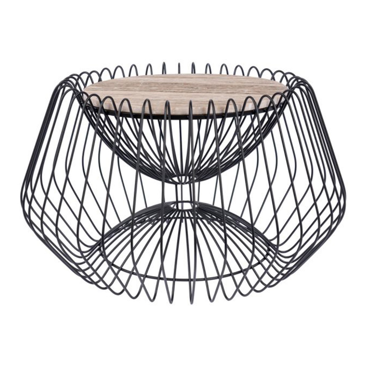 Table d'appoint design Malibu marron 60cm - Bout de canapé rond en bois
