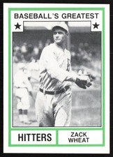 1982 TCMA Baseball's Greatest Hitters Zack Wheat Brooklyn Dodgers #36