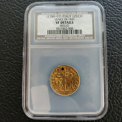 1789-1797 HOLED Gold Coin Venice Italy Zecchino Ducat Lodovico Manin Fr 1445 VF