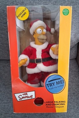 Vintage 2002 The Simpsons Talking & Dancing Santa Homer Simpson Gemmy New