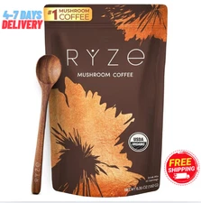 RYZE Organic Mushroom Coffee | 30 Servings | Energy & Focus Boost | Pack of 1