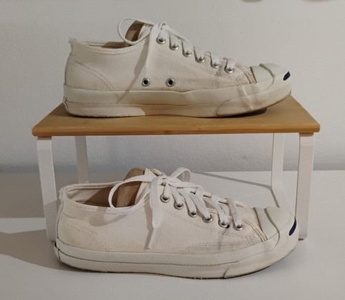VTG Jack Purcell USA Converse Women 7 Men 5.5 White Sneakers Grunge Distressed 