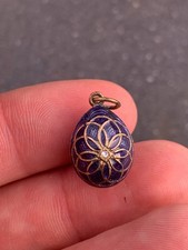 Silver gilt enamel egg pendant vintage