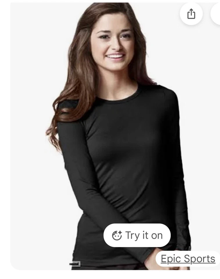 Wonderwink Workwear Under The Scrub Nursing Uniform Long Sleeve T Shirt Top - Image 3 of 4