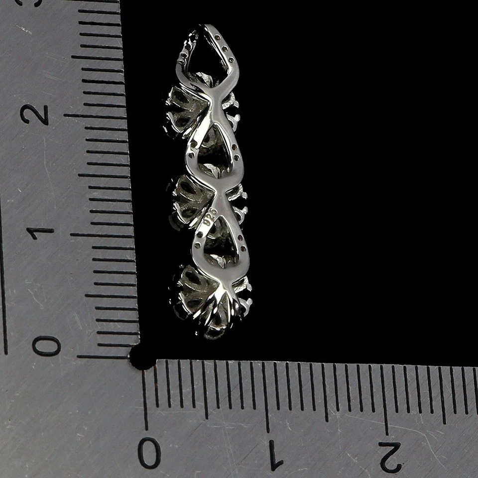 Colgante de plata de ley 925 pera zafiro blanco ceilán piedras preciosas naturales joyería Foto 3 de 4