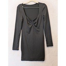 SHEIN Black Long Sleeve Ruched Bust Bodycon Mini Dress Medium US 6