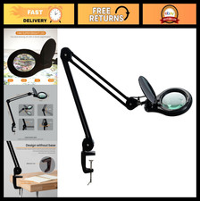 Bifocal LED Magnifying Lamp with Clamp, 14W 1200LM, Adjustable Brightness, Black