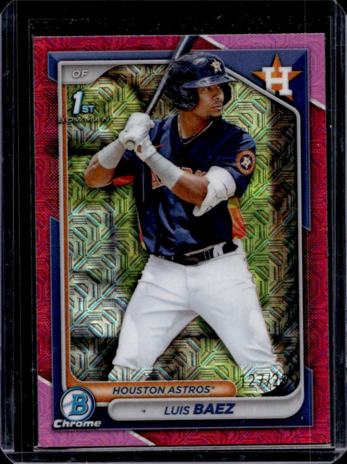 2024 Bowman Mega Box Luis Baez Chrome 1st Mojo Fuchsia Refractor #/299 Astros