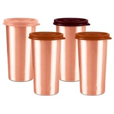 Lot de 4 gobelets à eau potable en cuivre avec couvercle, 480 ml chacun...