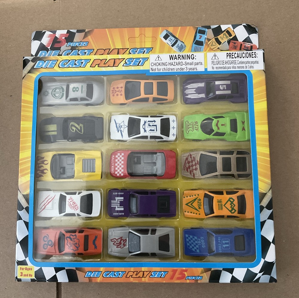 Brand New 15-Piece Die-Cast Race Car Play Set for Kids  