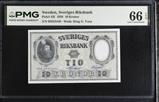 Sweden 10 Kronor 1958 P 43 f Gem UNC PMG 66 EPQ