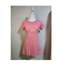 Tommy Hilfiger Pink T-Shirt Dress M Crew Neck Short Sleeve Logo Cotton Blend