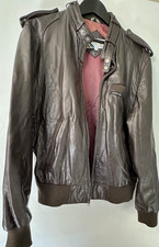Vintage Members Only Brown Leather Bomber Jac...
