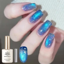 Born Pretty Blue Cat Magnetic Eye Gel Nail Polish Shimmer Glitter Holographic Au