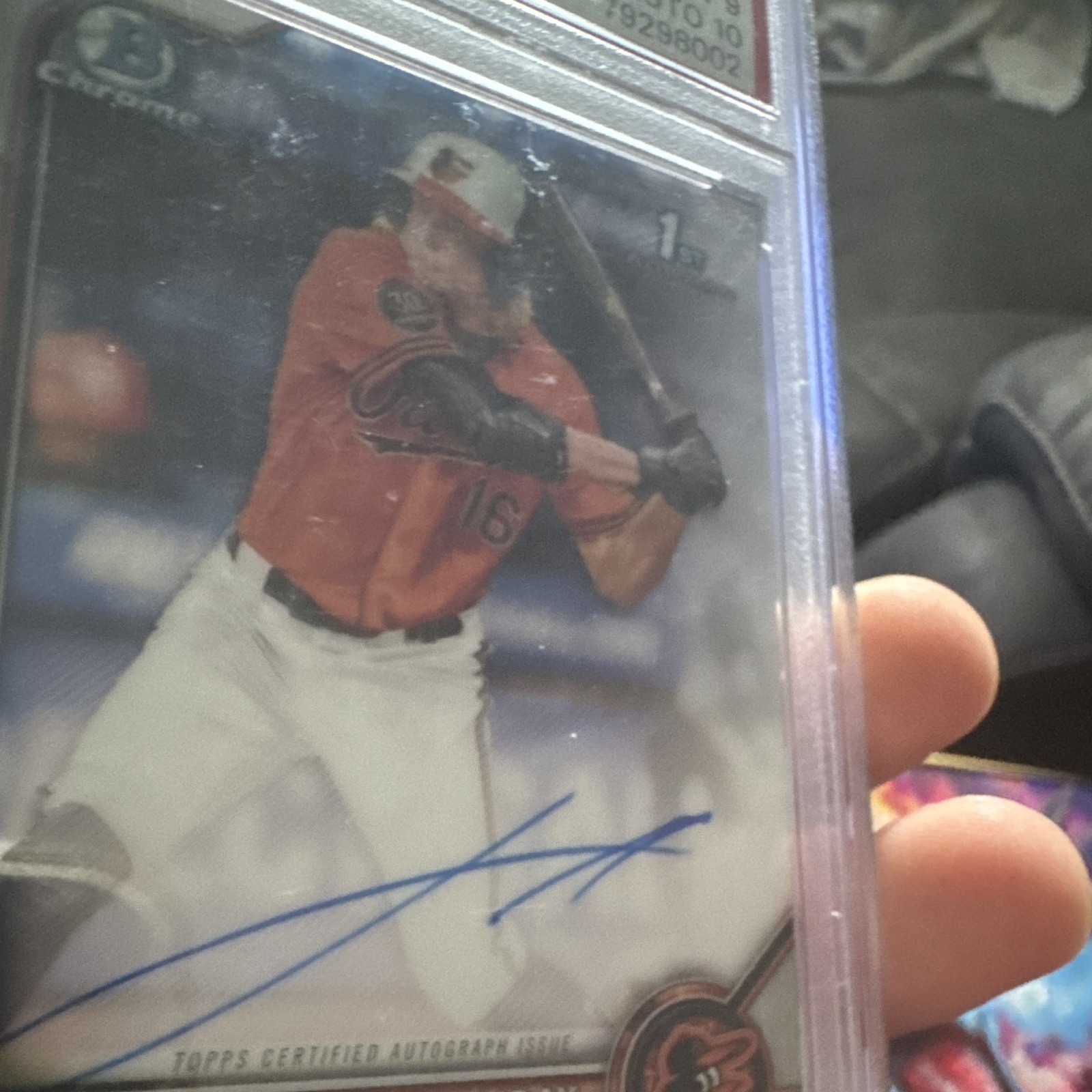 Topps 2022 Bowman Draft Chrome Draft Pick Autos Jackson Holliday RC CDA-JH PSA 9 view 3