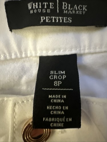Womans WHITE HOUSE BLACK MARKET White Cropped Pants Sz 8P. EUC - Picture 4 of 13