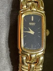 Vintage Seiko Quartz Women’s Watch 2620-2550 Gold Tone Black Dial As-Is