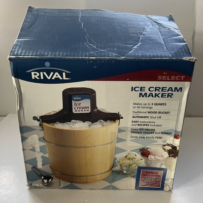 Vtg Rival Electric Ice Cream Maker Wood Bucket Qt Model 8550 X