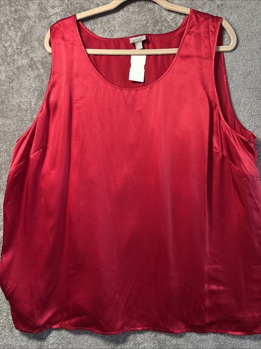 2 J. Jill Camisetas de Seda Verde Rojo Camiseta sin Mangas para Mujer 3X Satén Tono Joya - Imagen 2 de 16
