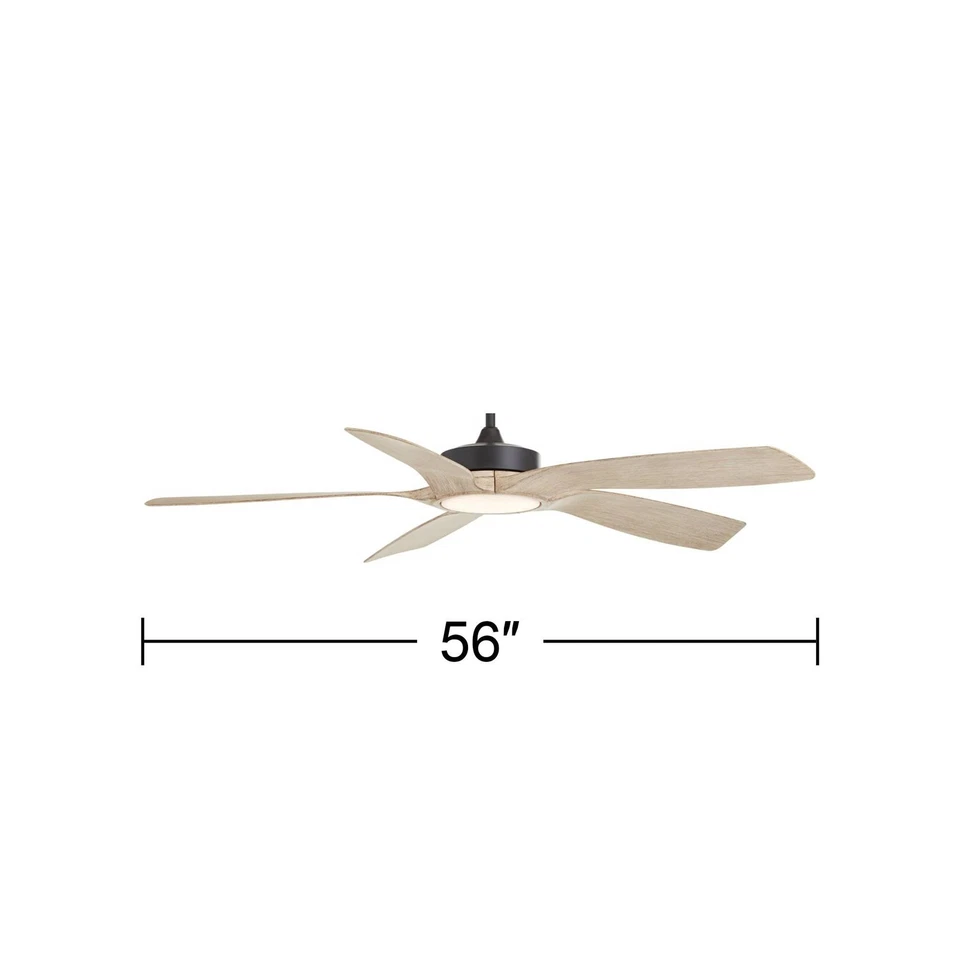56" Casa Vieja Mach-5 Black and White Oak LED Damp Fan with Remote - Image 4 of 4