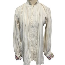 Antique Romanian IE Blouse Handwoven Linen Folk Shirt Peasant Embroidered c1900