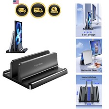 Vertical Laptop Stand Holder Organizer Plastic Adjustable Desktop Notebook Do...