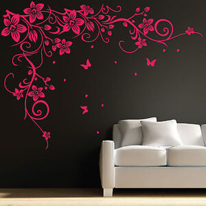 Flower Wall Stickers Butterfly Vine Floral Wall Decals Wall Art Wall Sticker Ebay