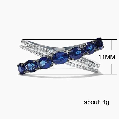 925 Silver Filled Ring Gorgeous Women Blue Cubic Zirconia Wedding Jewelry UK - Picture 6 of 53