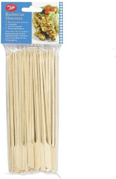 50 Bambus Cocktail Gabeln Spieße Sticks Flagge BBQ Obst Holz Oliven 20 cm UK