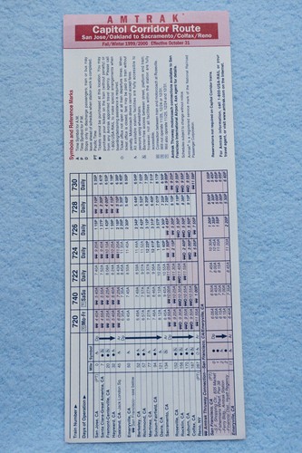 Capitol Corridor Route Card - Fall/Winter 1999 - Picture 1 of 2
