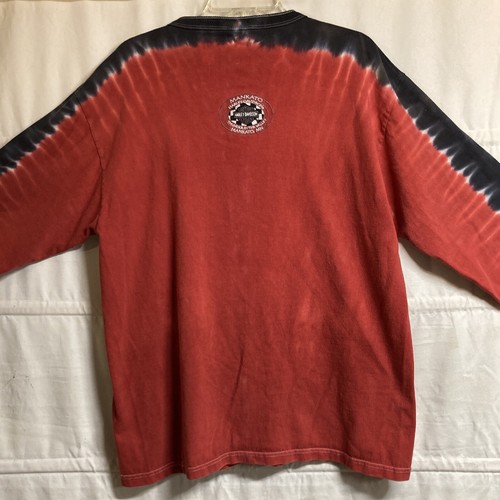 VTG Henley Harley Davidson Flame Long Sleeve Red Black Tie Dye Mankato, MN Large - Picture 10 of 15
