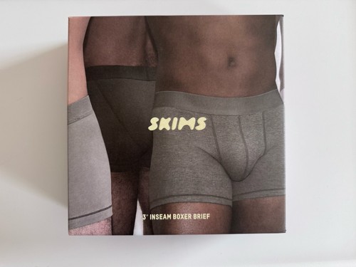 Skims Men's Cotton 3" Inseam Boxer Brief 3-Pack Size XL BLACK Onyx New In Box